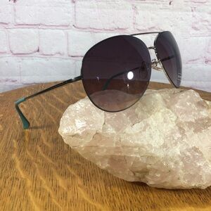 Silver and Teal Frame Aviator Sunglasses